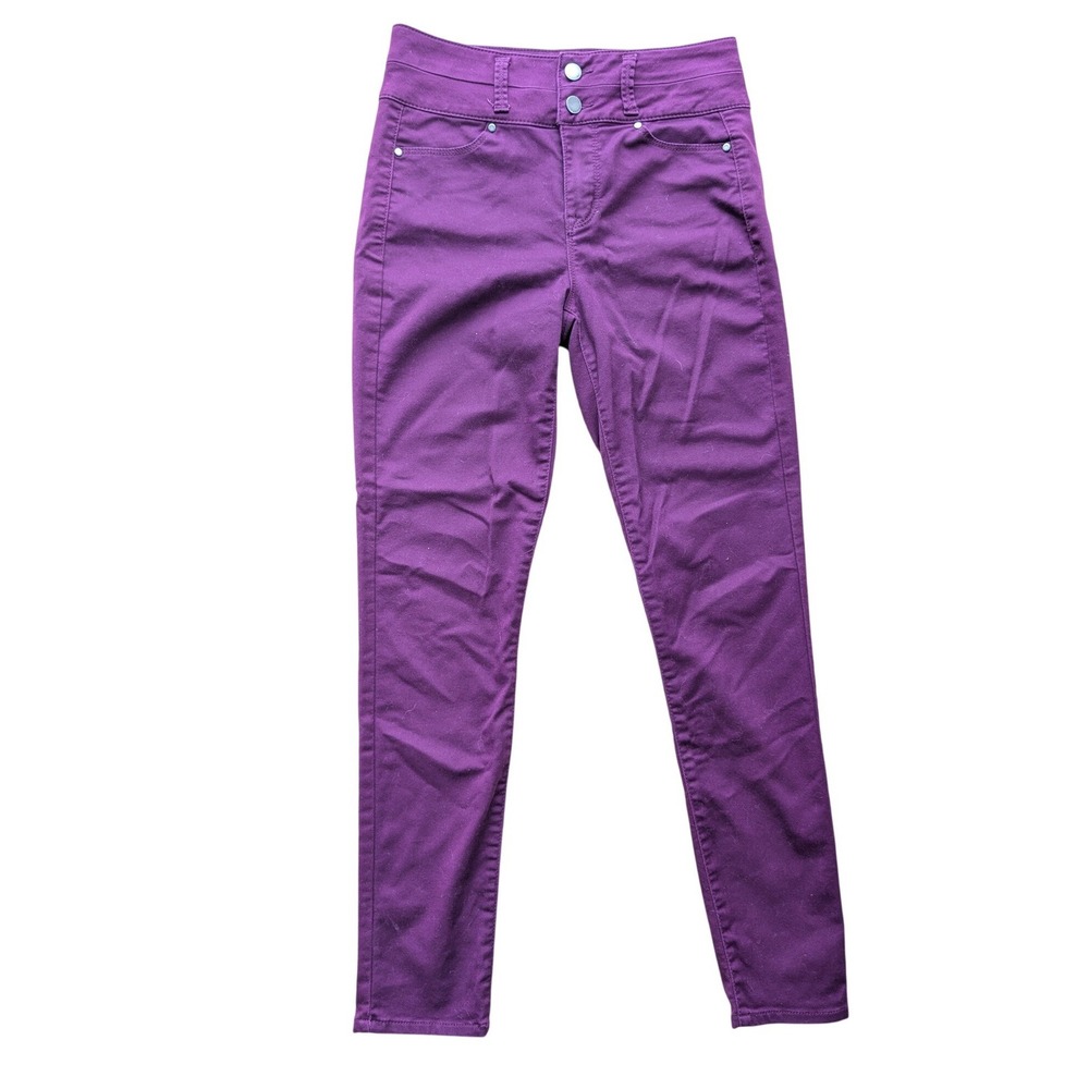 Tinseltown Womens High Rise Skinny‎ Pants Plum Purple Double Button Size 5